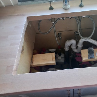 spoelbak infrezen massief beuken aanrechtblad 