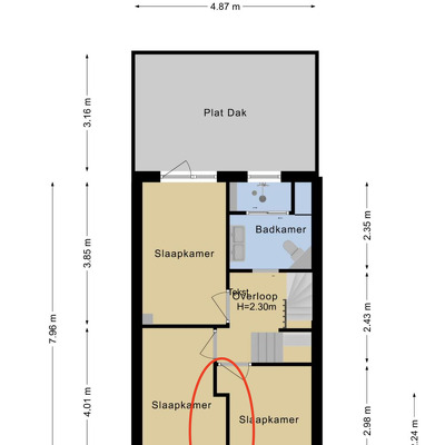 Gipswand van 3 meter lengte  (7 vierkante meter) slopen en deurgat dicht maken